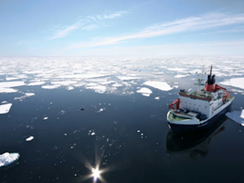 Research ship collecting marine samples