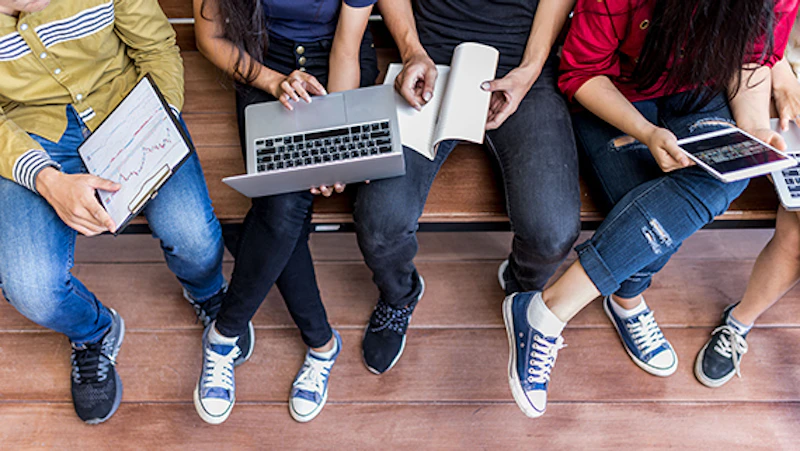 Students studying in a group