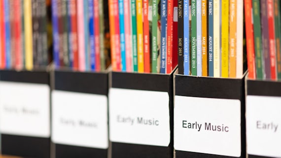 Row of scores in Music Library