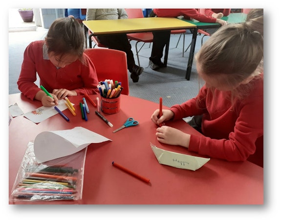 Maes Y Coed Primary School pupils and their dragon boats