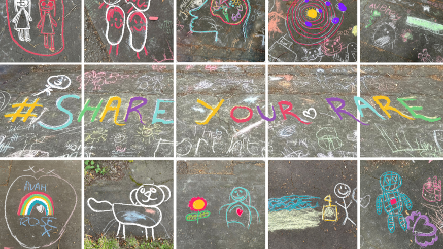 Chalk drawings by children for the rare diseases project Share Your Rare