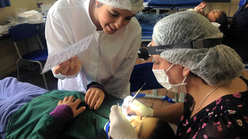 Staff undertaking an Oral Health Project in Brazilian primary schools, 2017.
