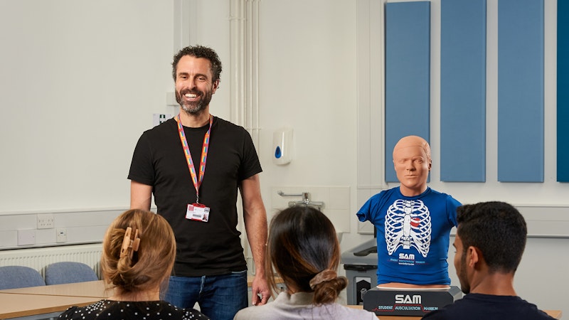 lecturer teaching students