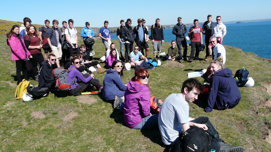 Students on fieldwork in Pembrokeshire
