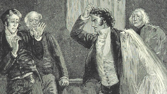 Scene of gentlemen from Jane Eyre novel