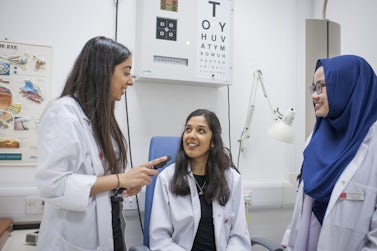 Optometry students chatting