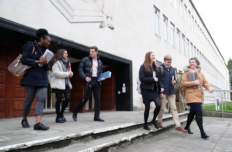 Students walking outside Redwood