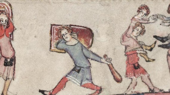 possible training practices for young squires from marginal illustration from Oxford Bodleian Library manuscript 264 