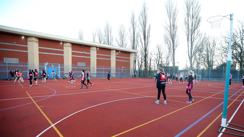 Students playing netball