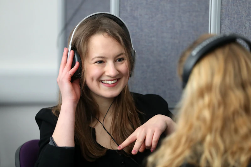 Students studying the psychology behind sound perception