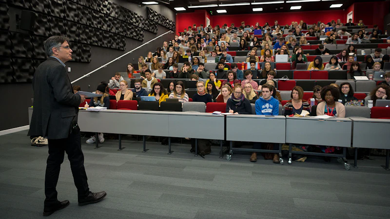 Our biggest lecture theatre, often used for core modules, holds up to 300 people.
