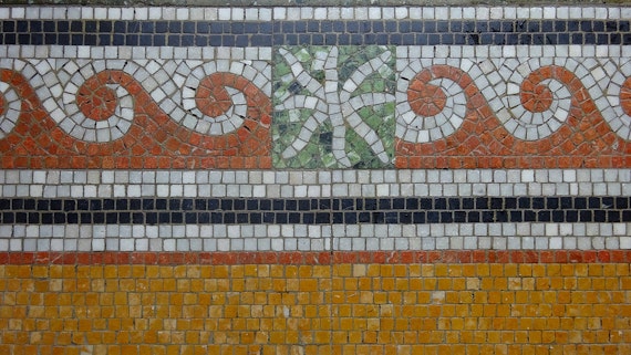 Image of mosiac wall in Pierhead Building, Caerdydd, Cardiff, Wales