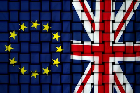 EU and UK woven flags