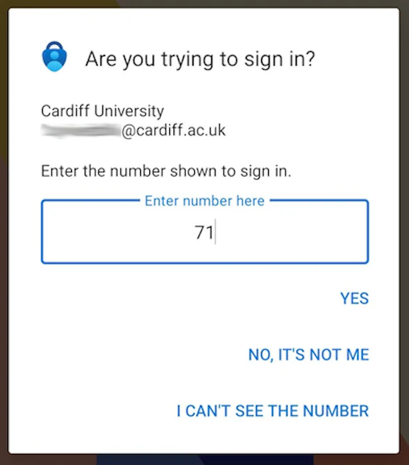 Screenshot of the 'Are you trying to sign in?' screen