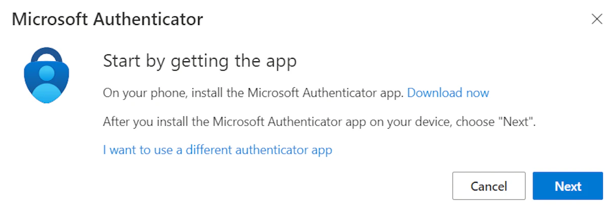 Screenshot of the 'Start by getting the app' message.