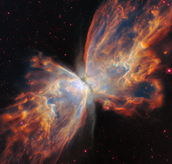An optical image view of NGC 6302 the butterfly nebula captured by Hubble