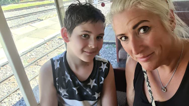 Selfie of a woman and child