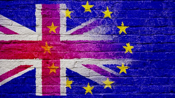 Composite image of UK and EU flag