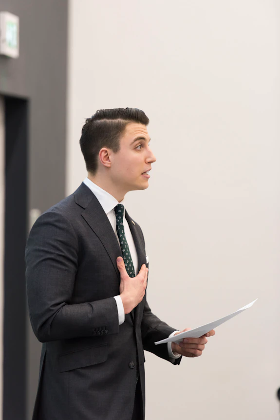 Image of student delivering the student address