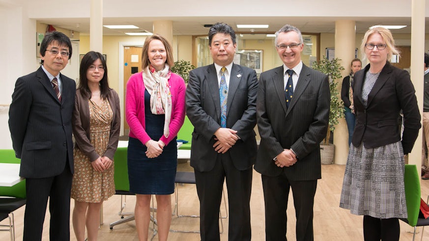 Mr Shinichi Iida, Minister for Public Diplomacy and Media (centre) visits the School of Modern Languages