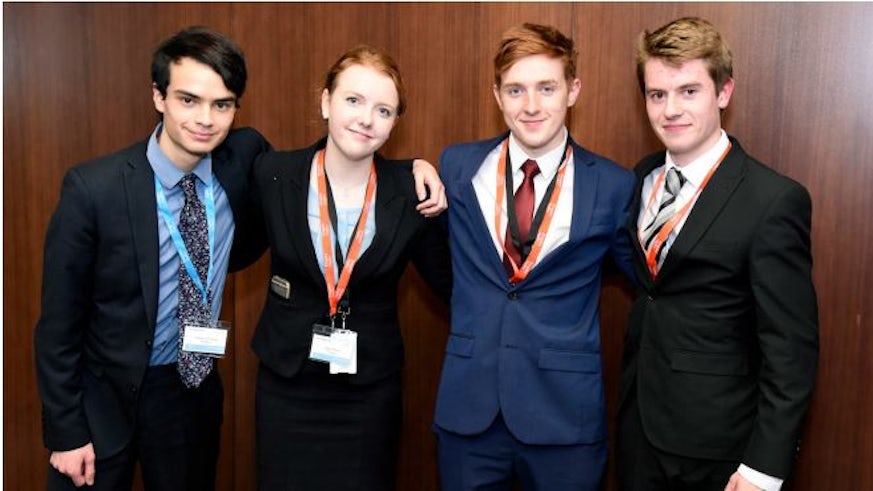 India Moore (second from left), winner of this year's Times Law Student Advocacy Competition pictured with her fellow finalists. 