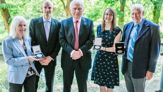 Staff pictured at the Learned Society of Wales awards