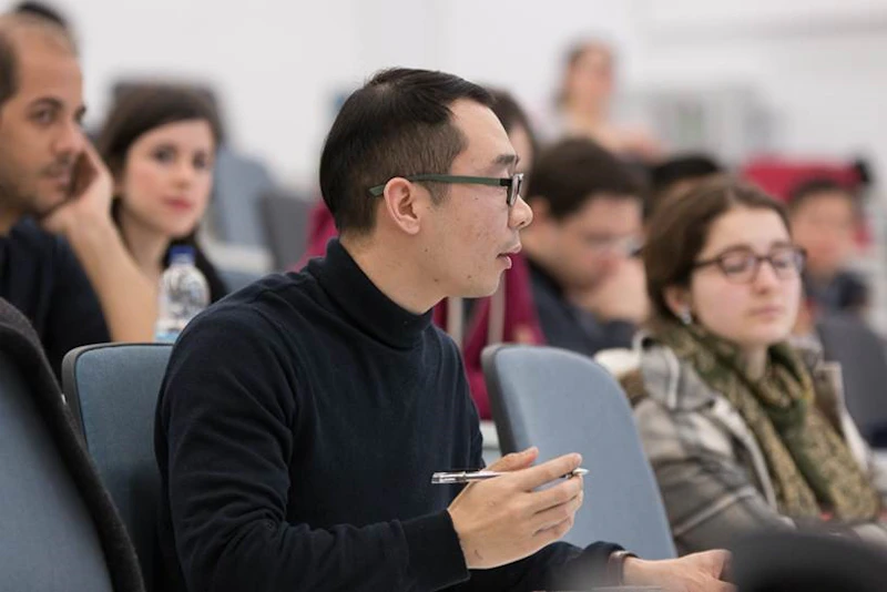 Student in a talk
