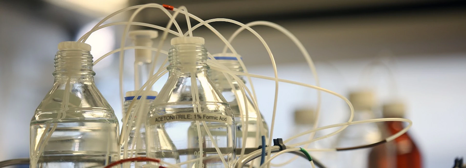 Bottles in a chemistry laboratory