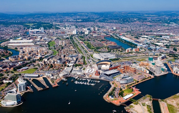 Aerial shot of Cardiff 