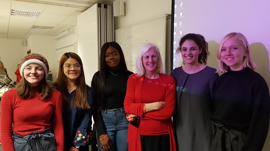 Cardiff Law students pictured here with Gloria Morrison, one of the co-founders of JENGbA