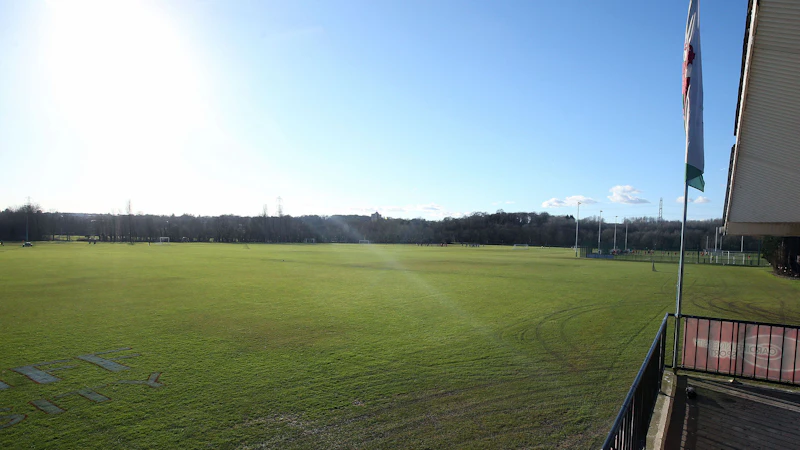 Cardiff University sports fields from pavilion