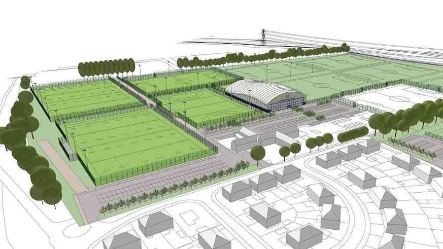 An architect's drawings of plans for new sports facilities at Llanrumney