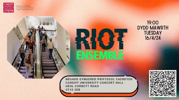 Poster for Riot Ensemble Concert 16/4 7pm