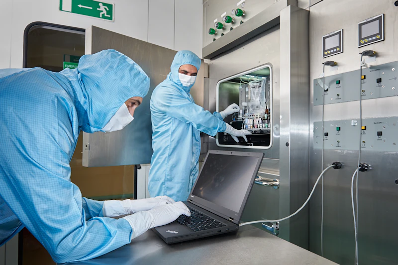 Lab worker and colleague
