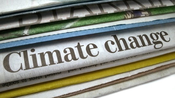 Newspaper headline on Climate change