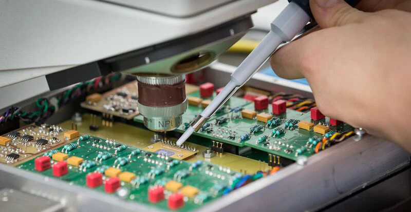 A closeup of a semiconductor chip