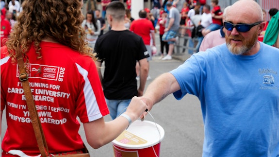 A TeamCardiff donation outside the Principality Stadium