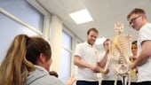Students with a skeleton