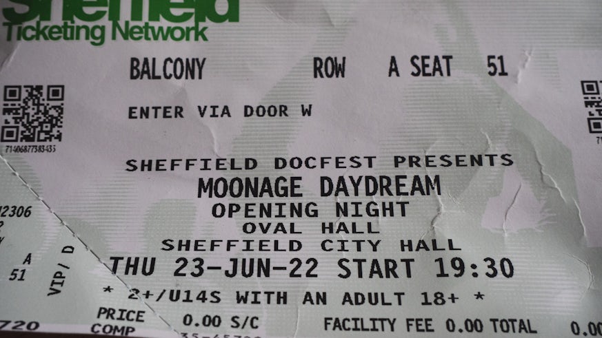 A ticket for Sheffield Documentary Festival