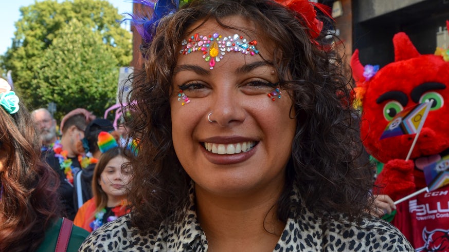 A photo of a woman smiling