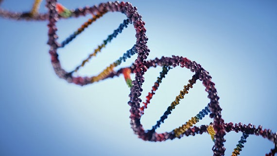A colourful model of a strand of DNA