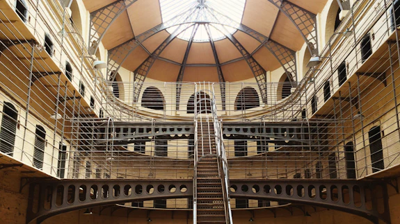 The inside of a prison.
