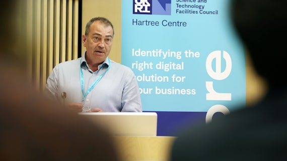 Duncan Sime, Head of Business Development at the STFC Hartree Centre, presenting at SME hub launch event.