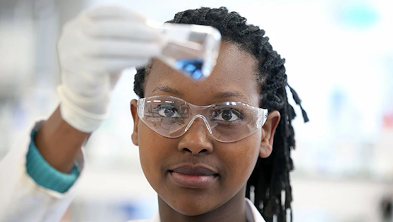 Female student in laboratory