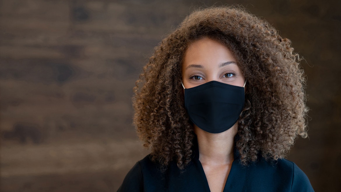 Female student wearing a face mask