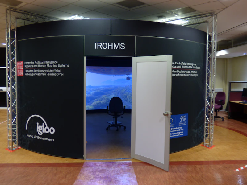 The six-metre immersive igloo dome in the simulation lab.