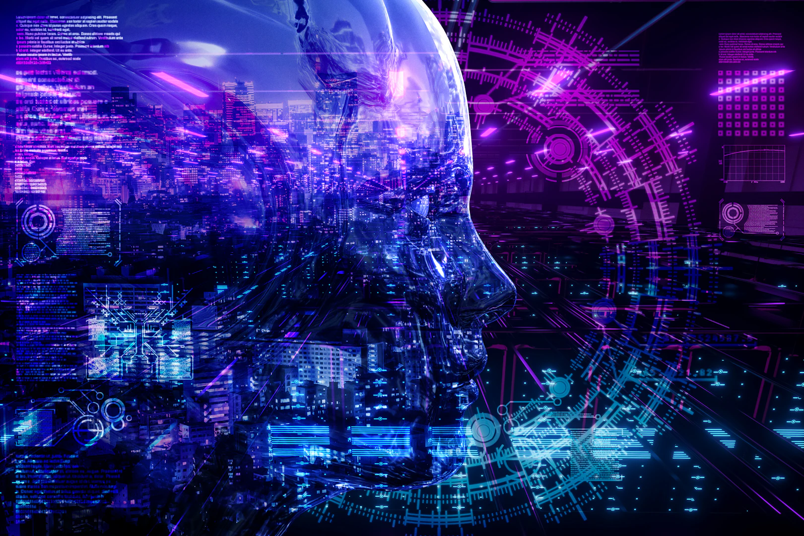 AI city Network Server Technology stock photo