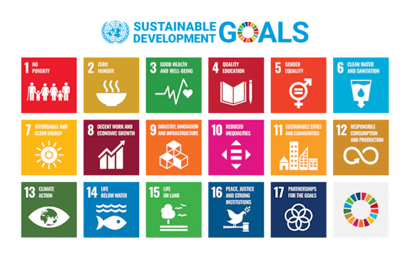 A matrix showing the 17 United Nations Sustainable Development Goals and their interconnections.