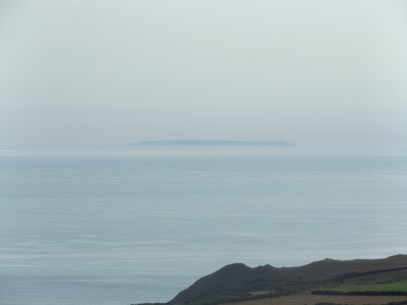 Long shot of island and sea
