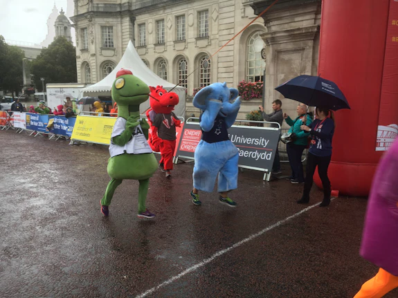 Mascots on the finish line